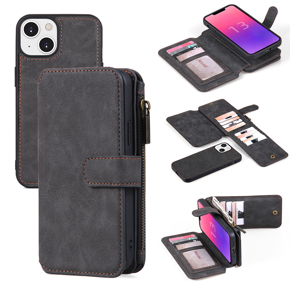 MEGSHI 007 Series TPU PC Cover for iPhone 13 mini Case 2-in-1 Detachable PU Leather Wallet Phone Case MEGSHI 007 Series TPU PC Cover for iPhone 13 mini Case 2-in-1 Detachable PU Leather Wallet Phone Case